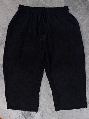 Black Casual Elastic Waist Cropped Pants